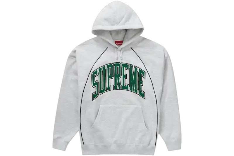 Supreme Boxy Piping Arc Hooded Sweatshirt - Ash Grey
