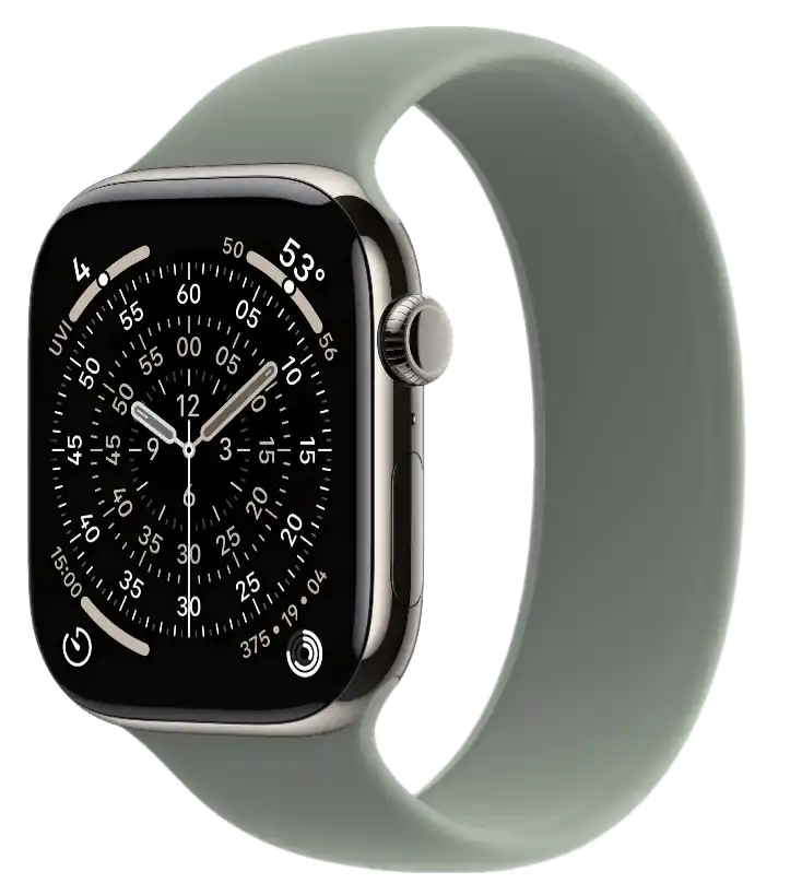 Apple Watch Series 11 - Titanium, Natural, 46mm, Rubber - Solo Loop (Green Gray)