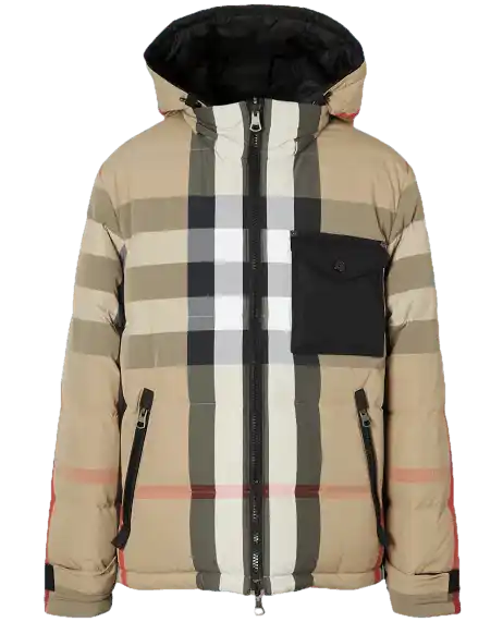 Burberry Reversible Check Nylon Puffer Jacket Men's - Black Archive Beige