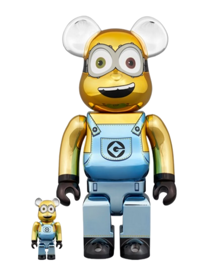 Bearbrick Minions Bob 100% and 400% Set - Chrome