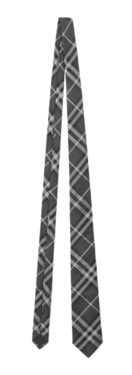 Burberry Check Silk Tie - Charcoal