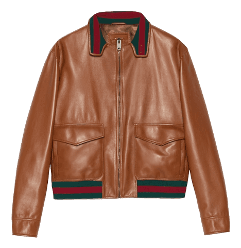 Gucci Leather Bomber Jacket - Light Brown