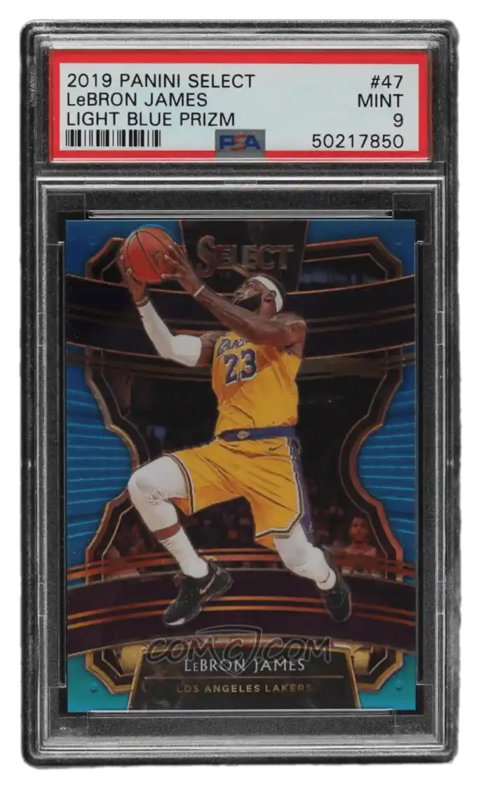 2019-20 Panini Select - Light Blue Prizm #47 - Concourse - LeBron James /299 PSA 9