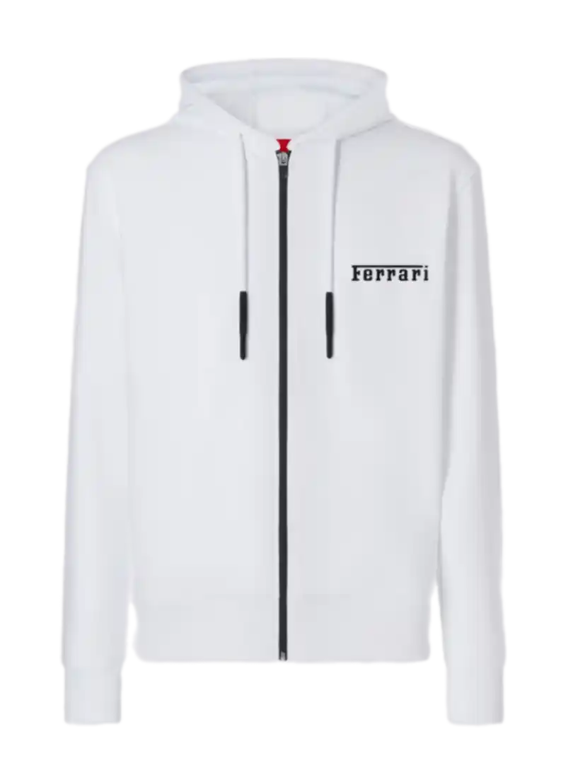 Hooded Sweatshirt With Ferrari Logo - Optical White