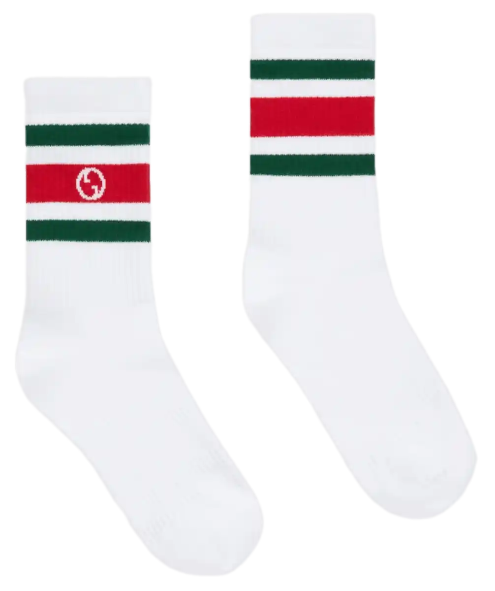 Gucci Round Interlocking G Cotton Socks - White