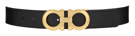 Reversible and Adjustable Gancini Belt - Black/Hickory