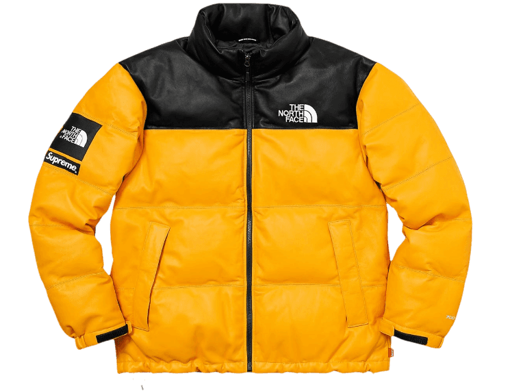 Supreme The North Face Leather Nuptse Jacket - Yellow