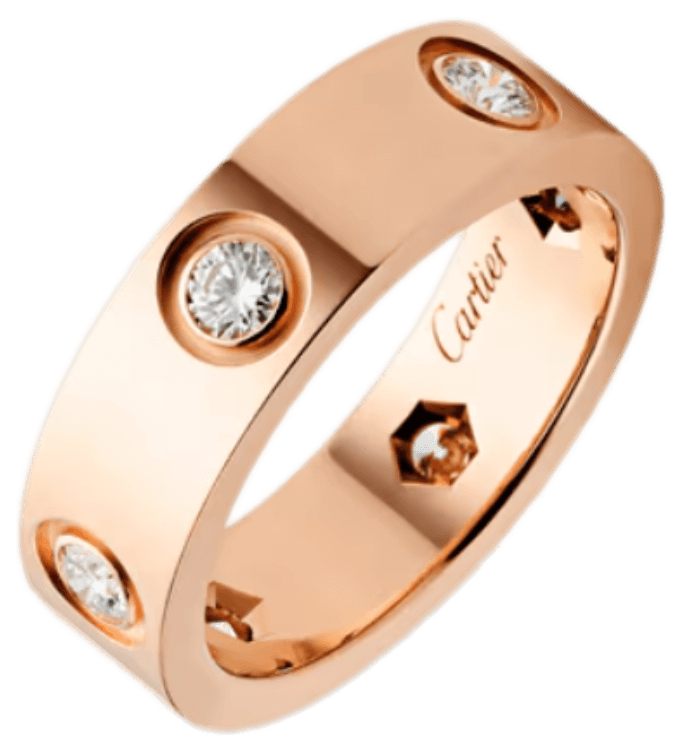 Cartier Love Ring Classic Model 6 Diamonds - Rose Gold