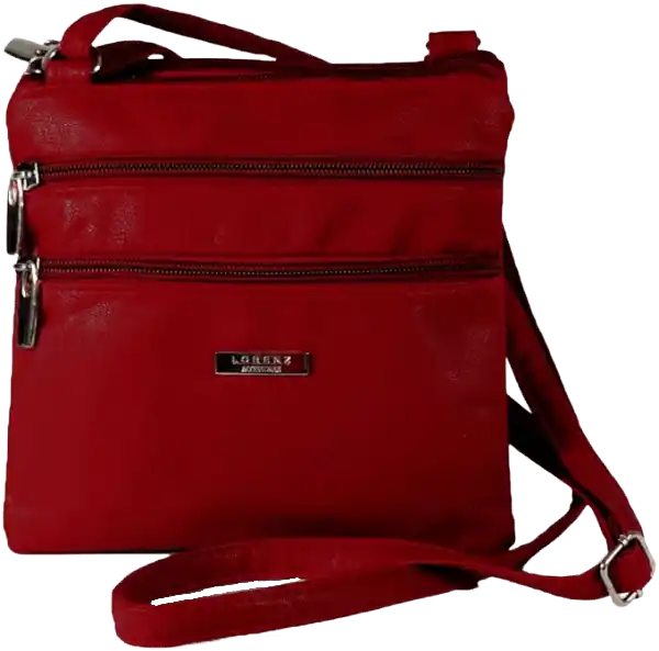 Women Leather Style Cross Across Body Shoulder Bag - Red