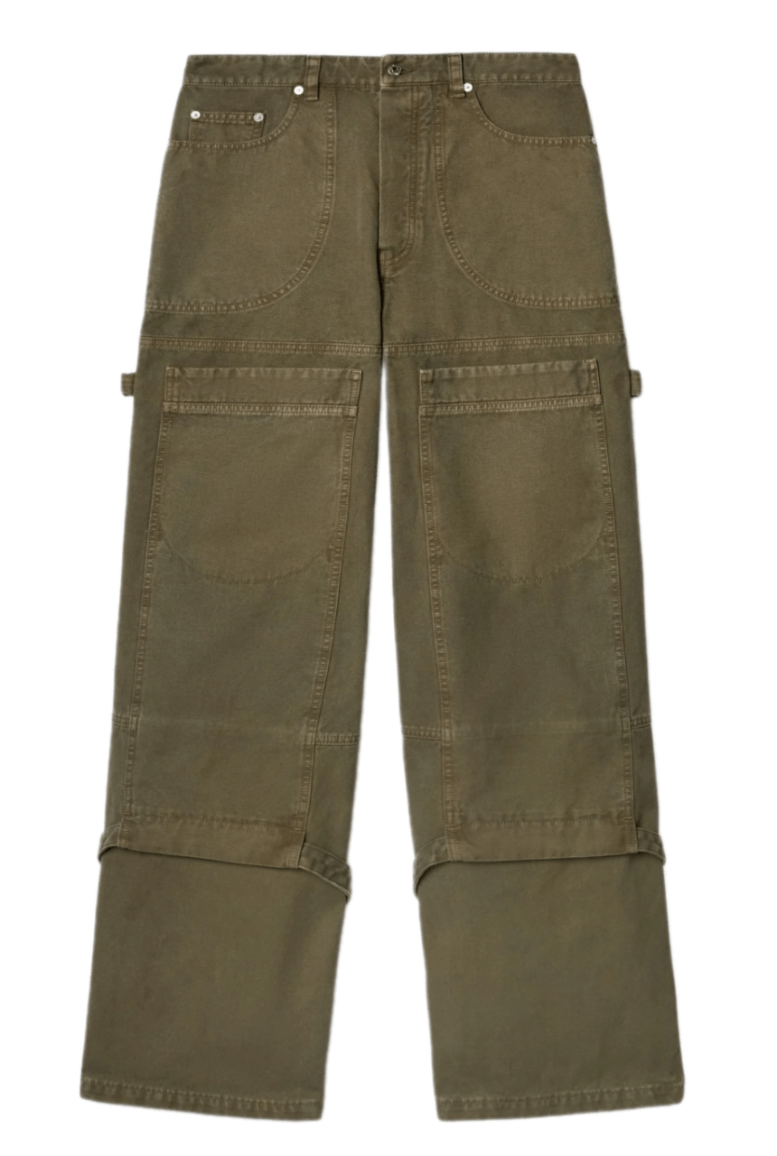 Off-White Military Green Canvas Carpenter Pants - Green
