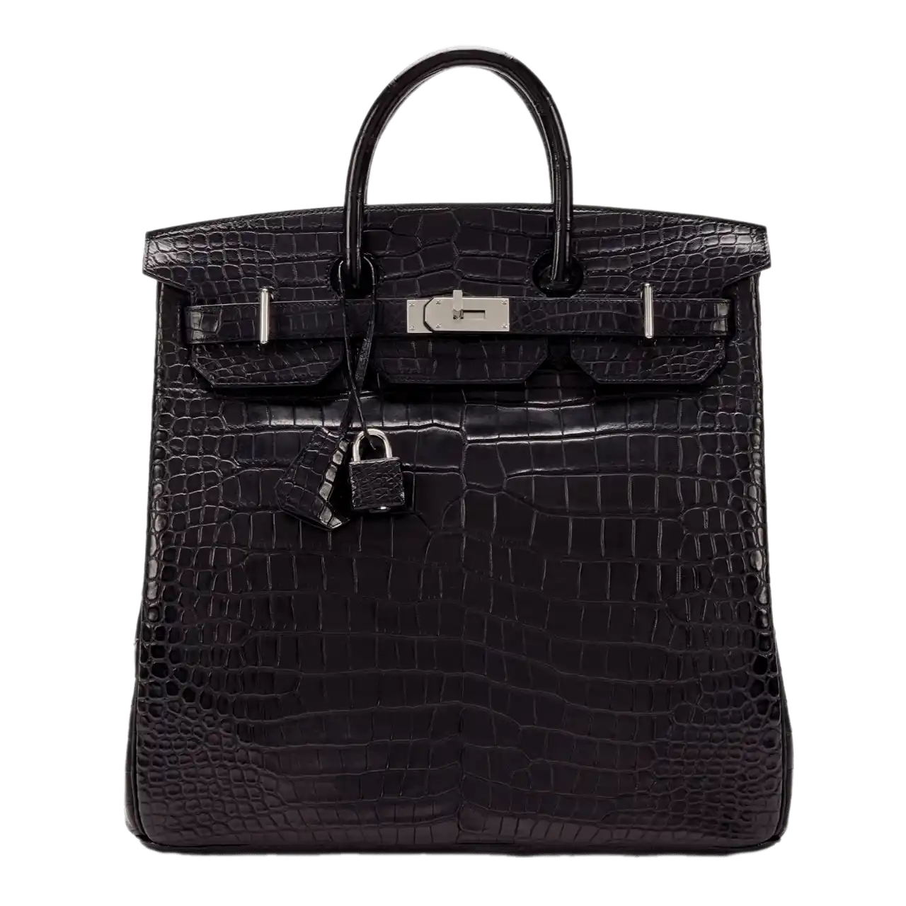 Hermès Black Matte Crocodile HAC Haut à Courroies Birkin 40 Palladium Hardware, 2020