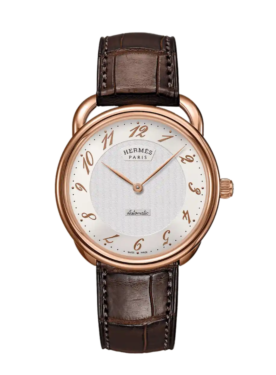 Hermès Arceau Watch Opaline Silver Dial - 40mm, Rose Gold