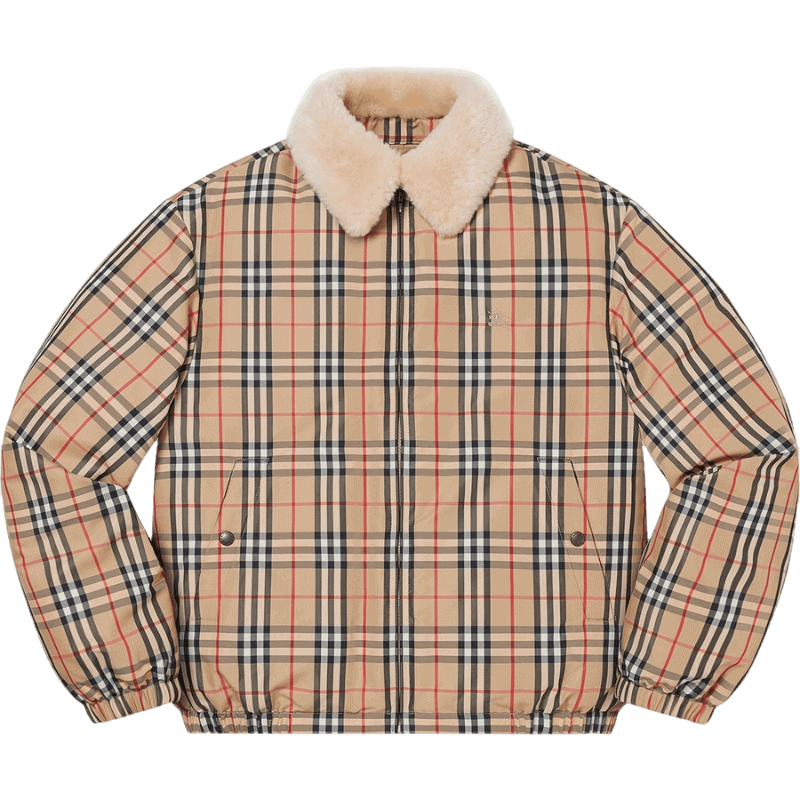 Supreme Burberry Shearling Collar Down Puffer Jacket - Beige