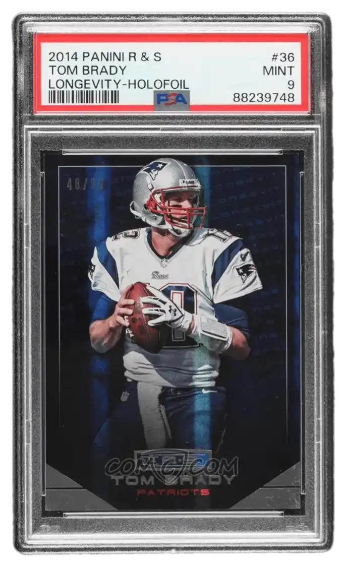 2014 Panini Rookies & Stars - Longevity Parallel Holofoil #36 - Tom Brady /99 PSA 9