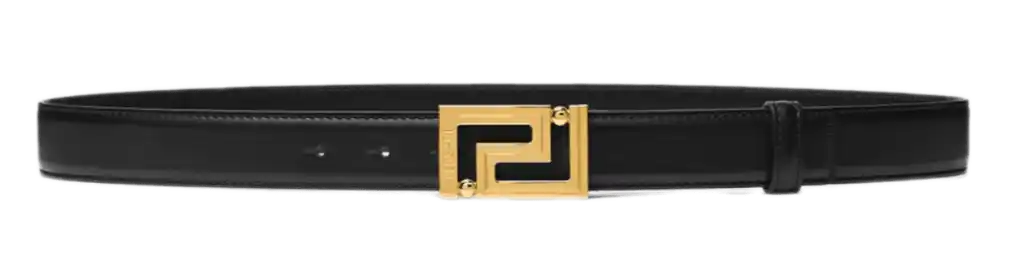 Versace Greca Leather Belt 3cm - Black and Gold