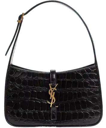 Saint Laurent Le 5 A 7 Croc Embossed Leather Hobo - Black