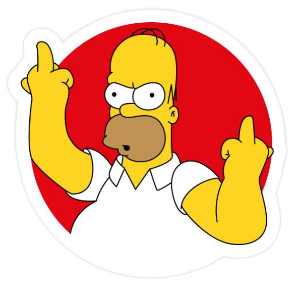 The Simpsons Homer Middle Finger Sticker