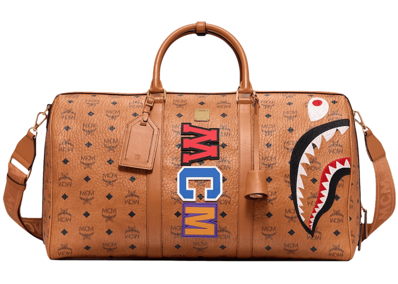 MCM x BAPE Shark Weekender - Visetos Cognac