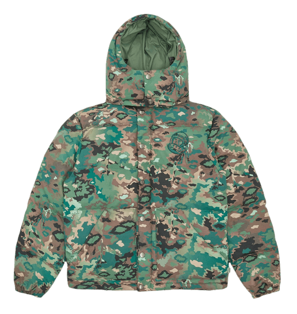 BBC Nothing Camo Down Filled Hooded Jacket - Green