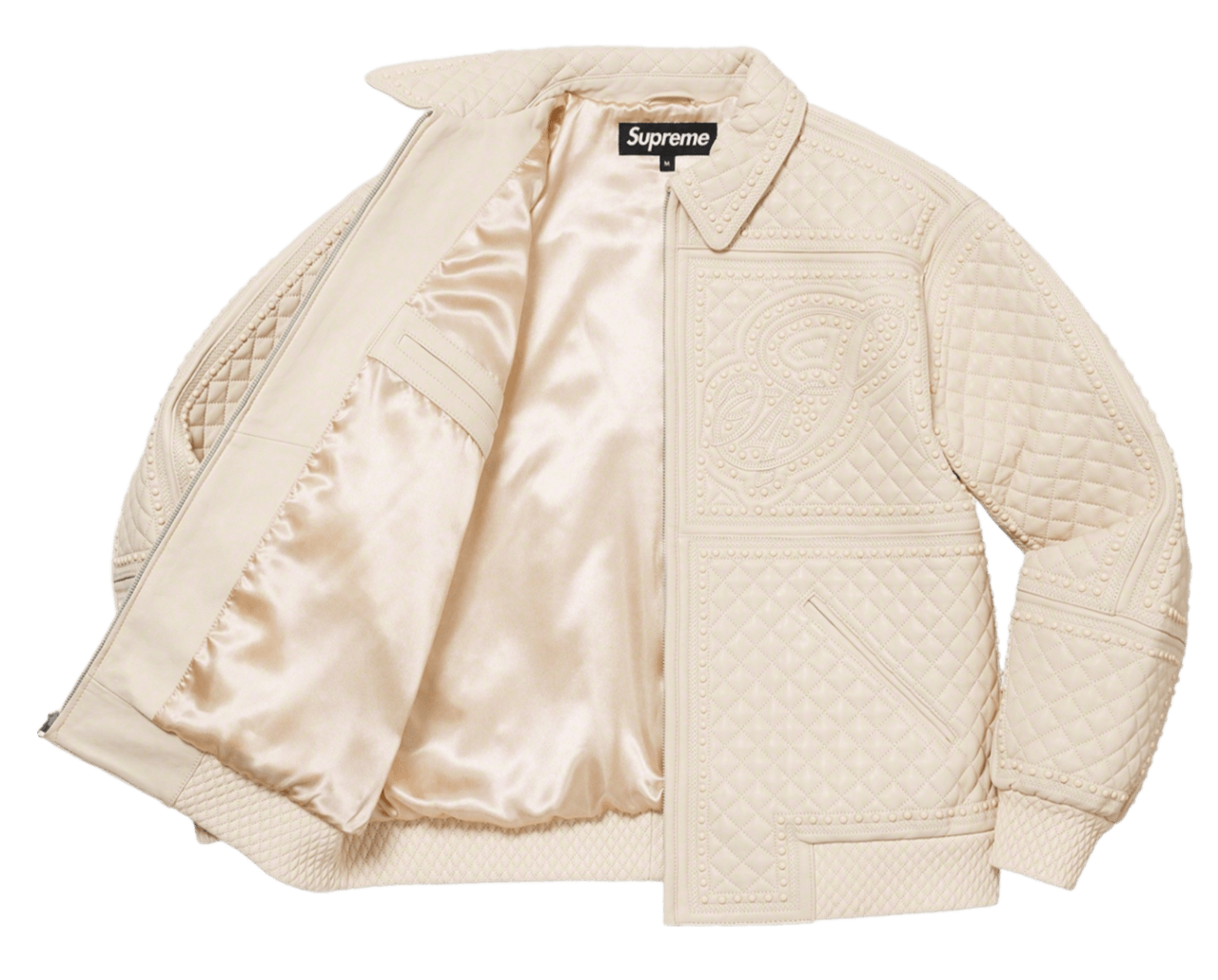 Supreme Studded Quilted Leather Jacket - White