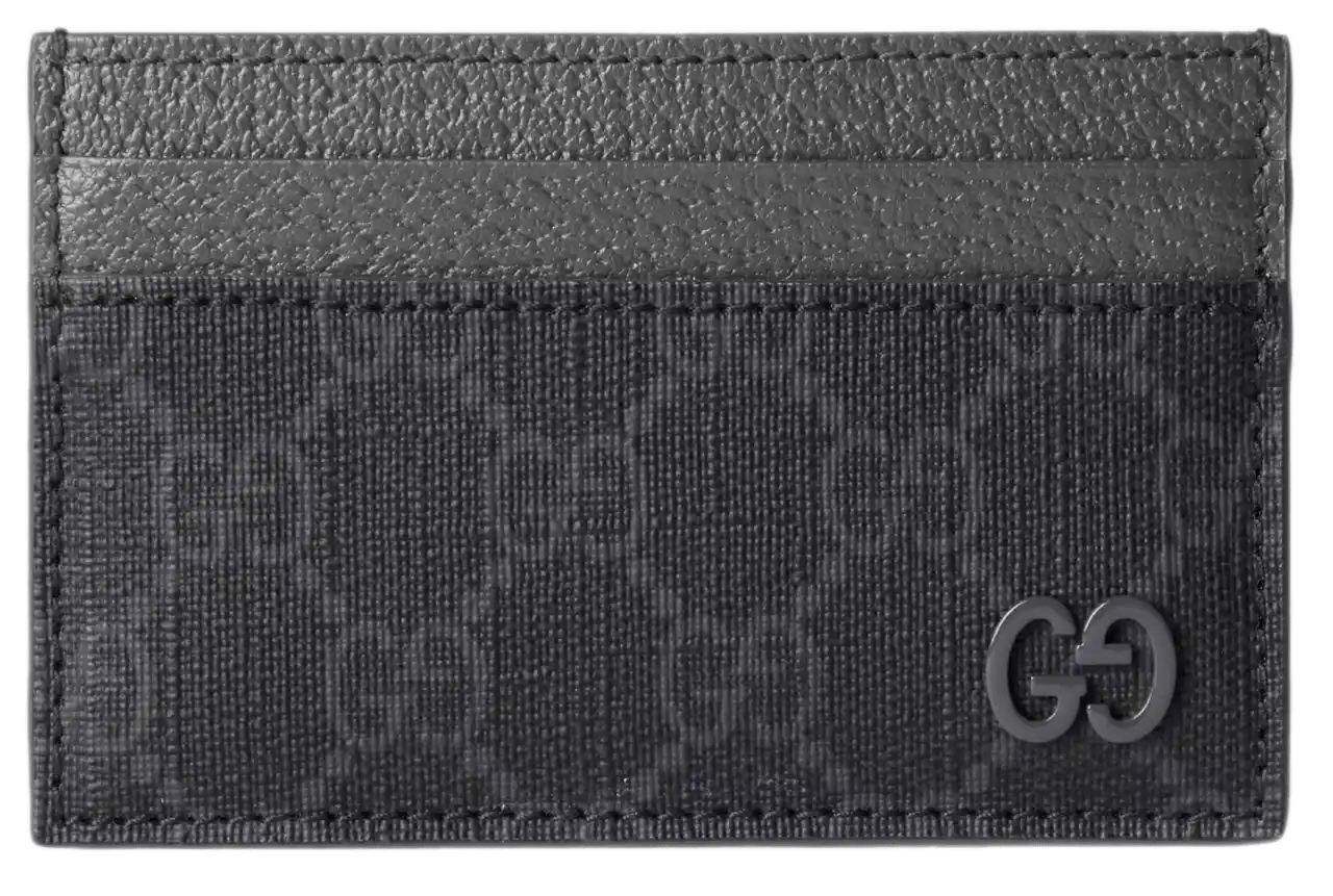 Gucci GG Card Case - Grey Trim