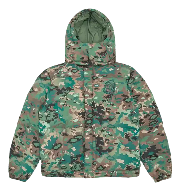 BBC Nothing Camo Down Filled Hooded Jacket - Green