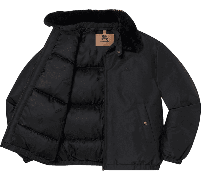 Supreme Burberry Shearling Collar Down Puffer Jacket - Black