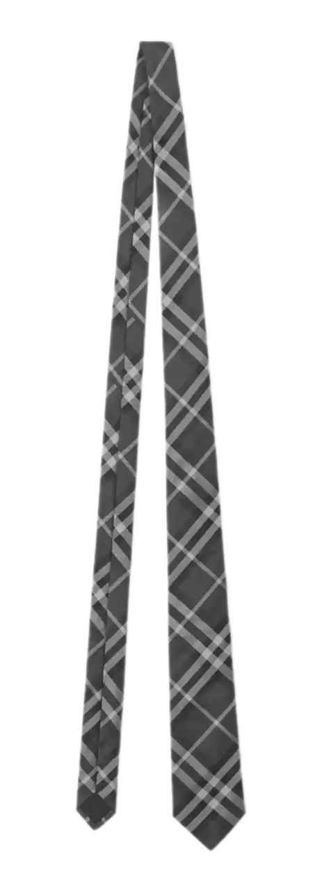 Burberry Check Silk Tie - Charcoal
