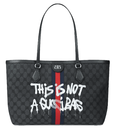 Gucci x Balenciaga The Hacker Project Graffiti Medium Tote Bag - Black