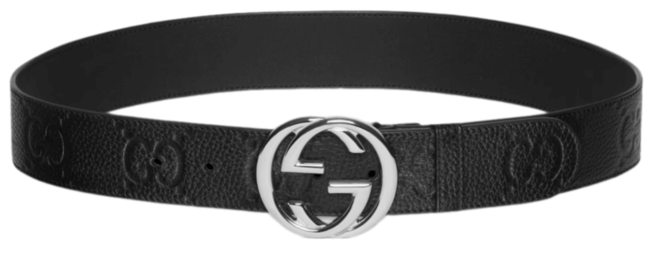 Gucci Wide Belt with Interlocking G Buckle - Black