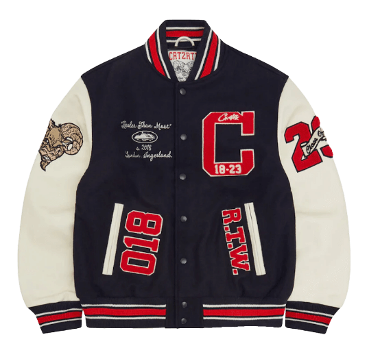 Corteiz Goat Varsity Jacket - Navy