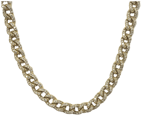 Yellow Gold Curb Diamond Choker Necklace