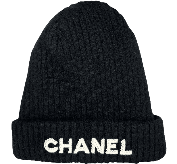 Chanel Cloche White Sequin Letter - Logo Beanie