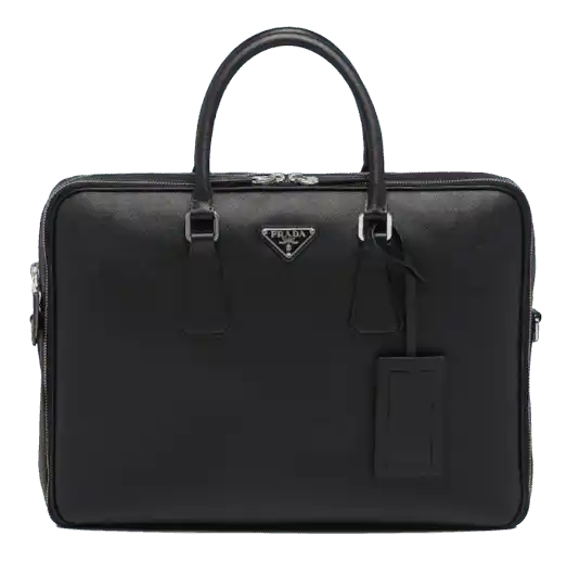 Prada Saffiano Leather Briefcase - Black