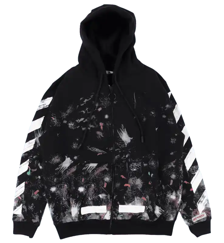 Off-White Galaxy Brushed Zip Up Hoodie - Black