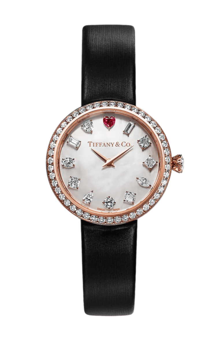 Tiffany Eternity White Mother-of-Pearl Dial - 28mm, 18k Rose Gold, Dimaond Dial