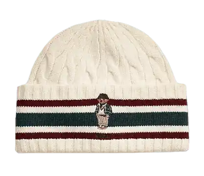 Polo Bear Cable-Knit Cricket Beanie - Cream Multi