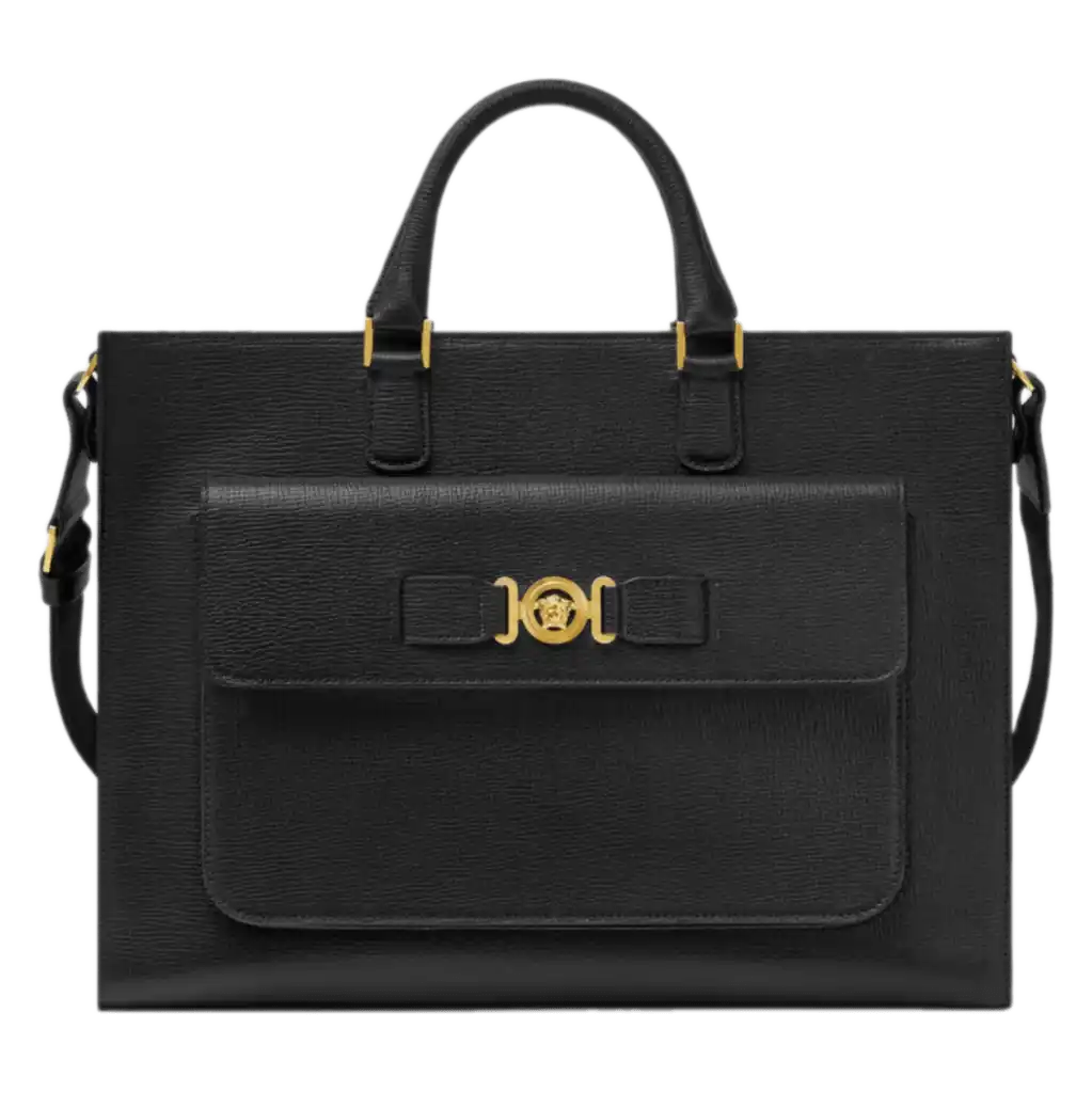 Versace Medusa Biggie Briefcase - Black and Gold