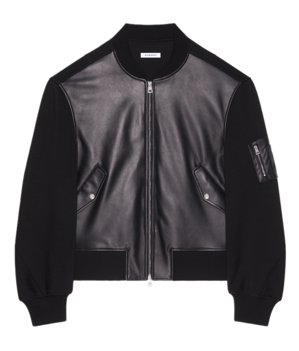Givenchy Cocoon Bomber in Leather and Wool - Black