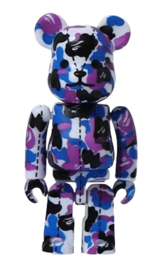 Bearbrick x A Bathing Ape 28th Anniversary Camo 2 100% - Purple/Blue/Black