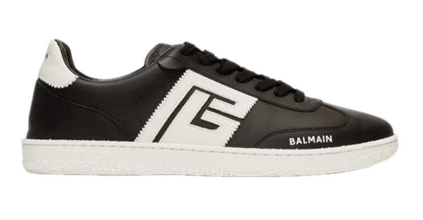 Balmain Calfskin Swan Trainers - Black
