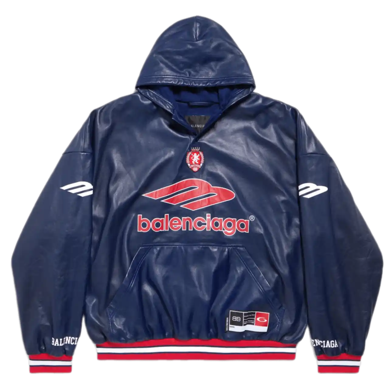 Balenciaga 3B Football Polo Hoodie - Dark Navy