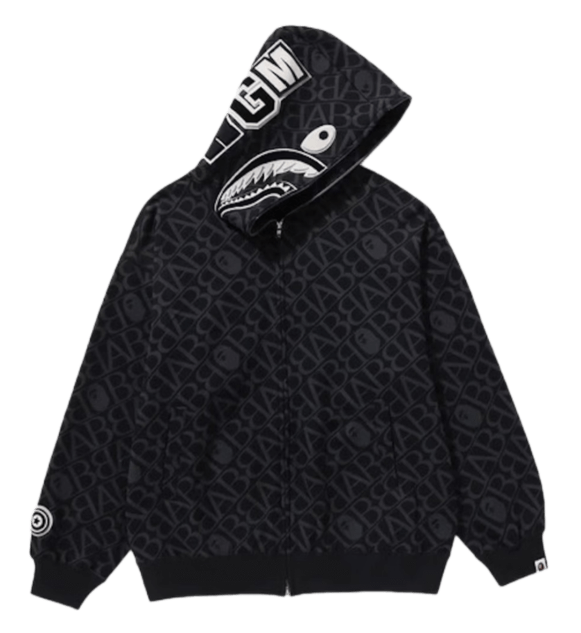 BAPE Monogram Full Zip Hoodie - Black