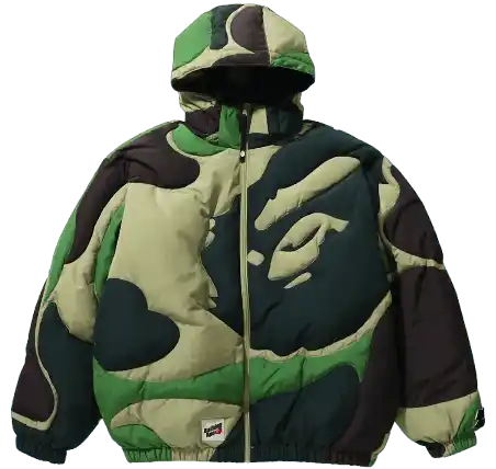 BAPE Mega ABC Camo Detachable Hoodie Puffer Down Jacket - Green