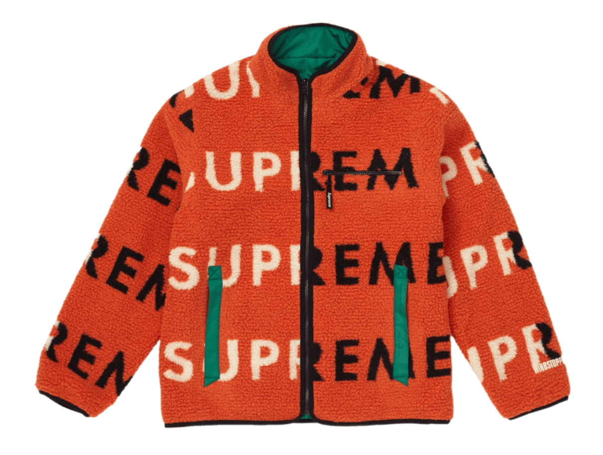 Supreme Reversible Logo Fleece Jacket - Orange